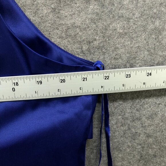 Talbots Satin Sheath Dress Womens 14W-16W Royal Blue Sleeveless Drape Formal - Picture 7 of 11